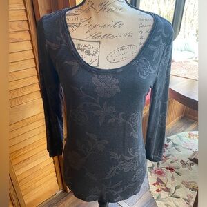 White House Black Market Fitted Black 3/4 Sleeve Blouse